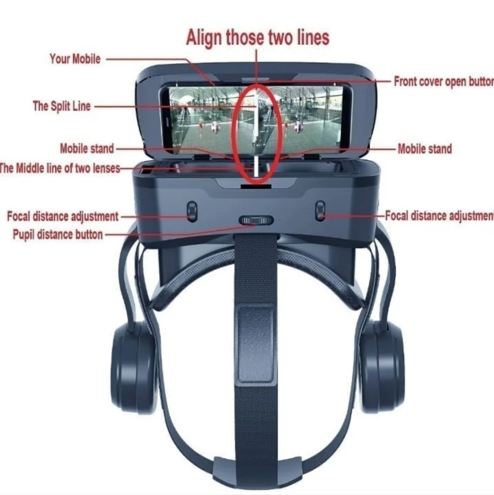 VR Virtual Reality Headset with Headphones and Remote